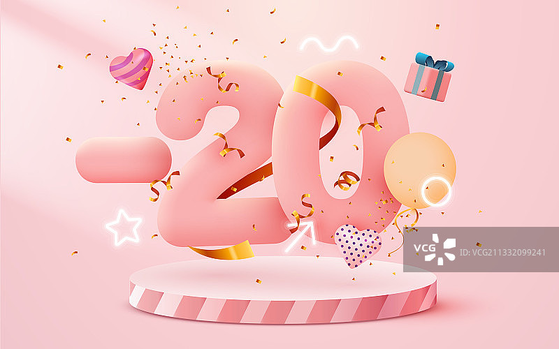 20%折扣创意合成3D图片素材