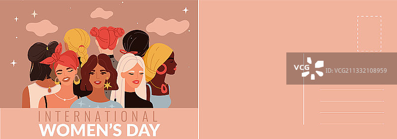 国际妇女节卡片：多元族裔女性图片素材
