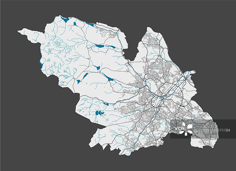 谢菲尔德城市详细地图图片素材