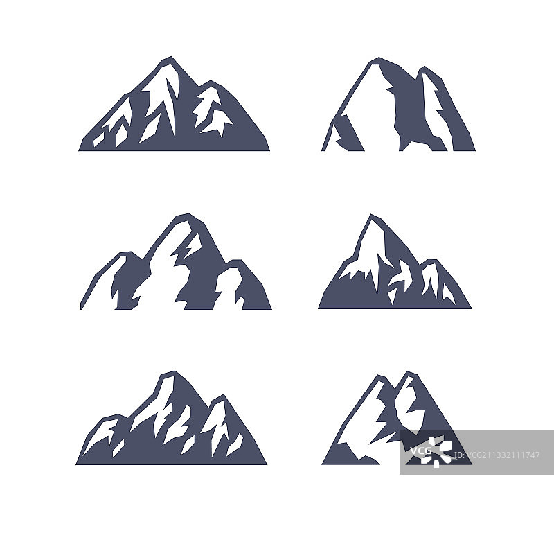 手绘山脉滑雪胜地logo图片素材