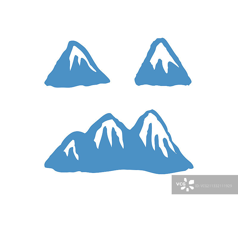 手绘彩绘山脉滑雪胜地图片素材