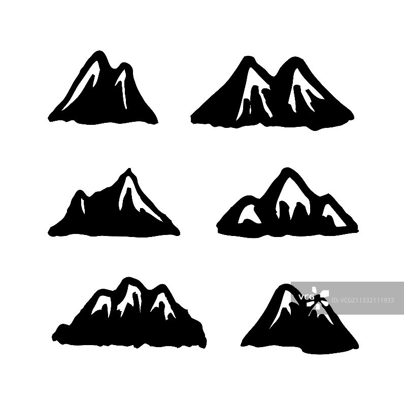 手绘彩绘山脉滑雪胜地图片素材