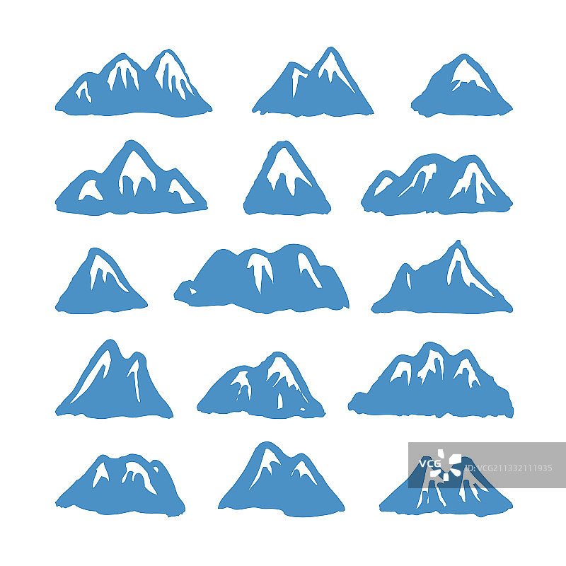 手绘彩绘山脉滑雪胜地图片素材
