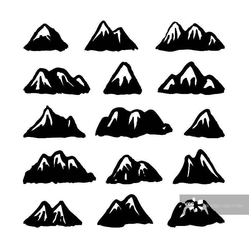 手绘彩绘山脉滑雪胜地图片素材