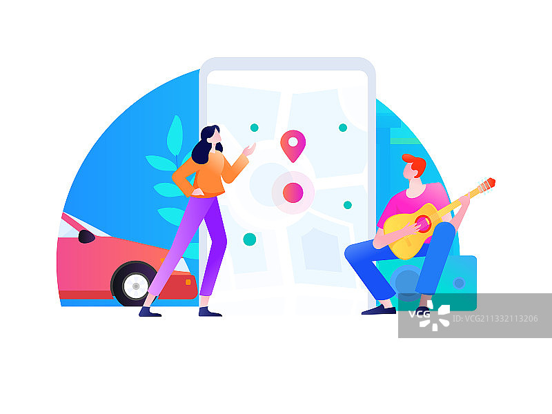 白领打车出行扁平矢量概念运营插画图片素材