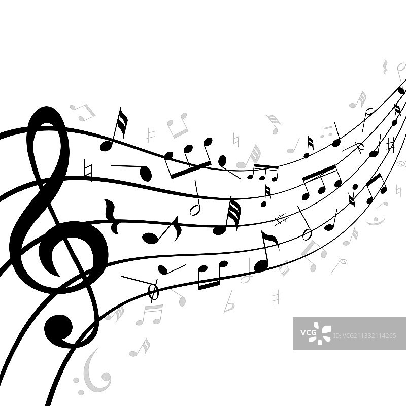 五线谱上的音符图片素材