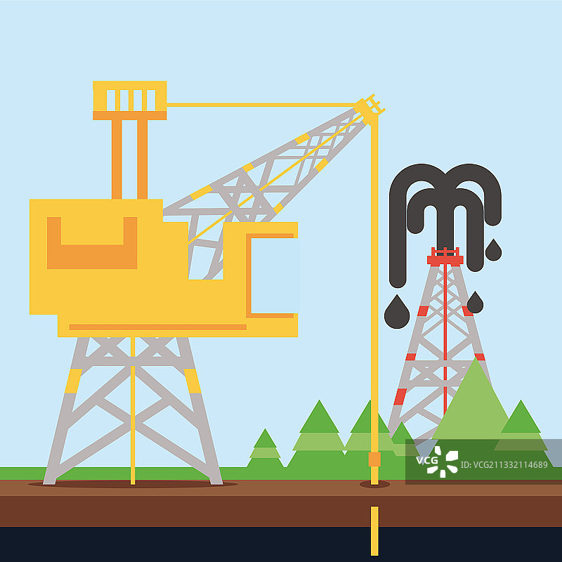 水力压裂炼油厂到石油钻井平台的勘探图片素材