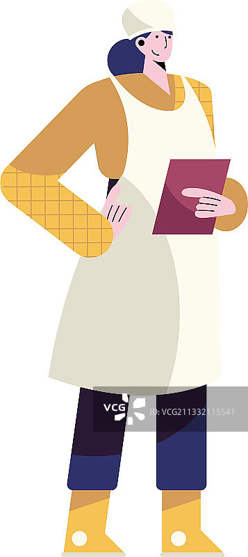 拿着食谱书的年轻女厨师角色图片素材