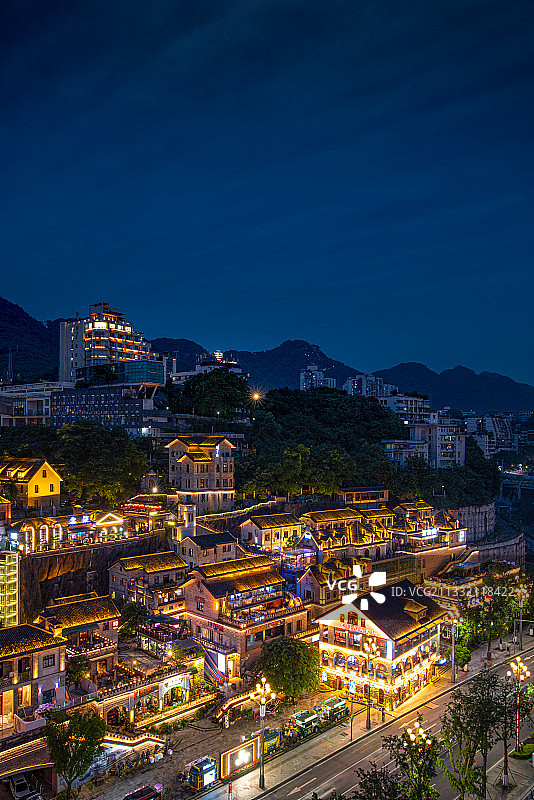 龙门浩老街夜色图片素材