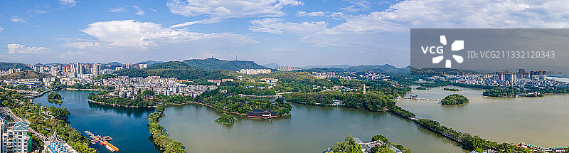 中国广东省惠州市惠州西湖航拍自然风光图片素材