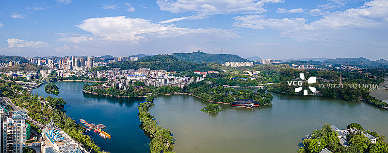 中国广东省惠州市惠州西湖航拍自然风光图片素材