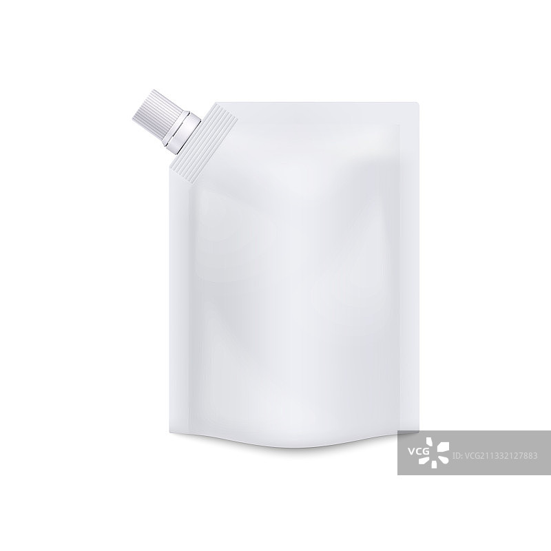 带螺旋盖的白色自立袋样机图片素材