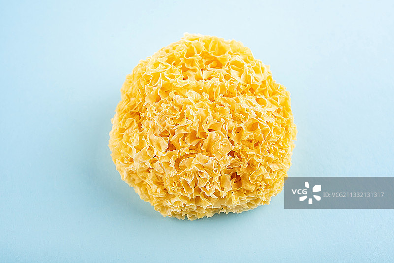 银耳在浅蓝色背景上图片素材