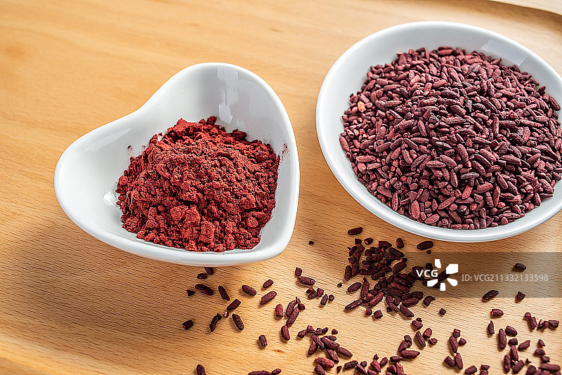 传统天然色素食品红曲米和红曲米粉图片素材