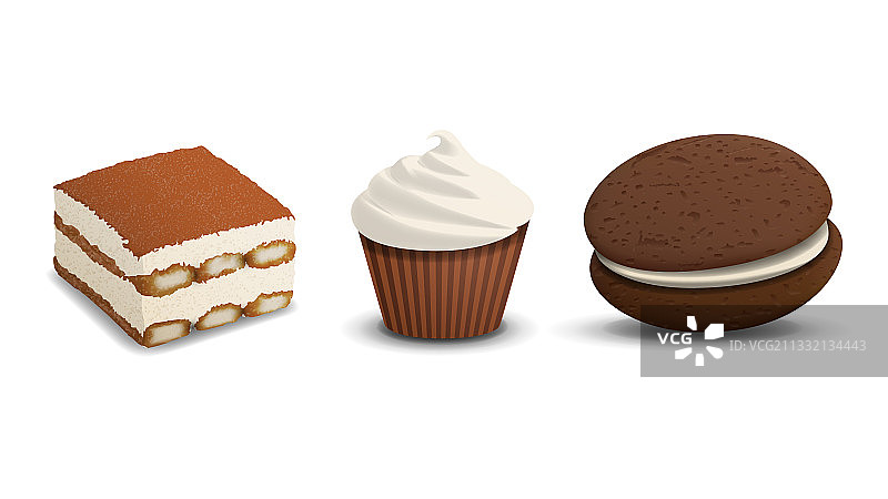 逼真风格的提拉米苏纸杯蛋糕图片素材