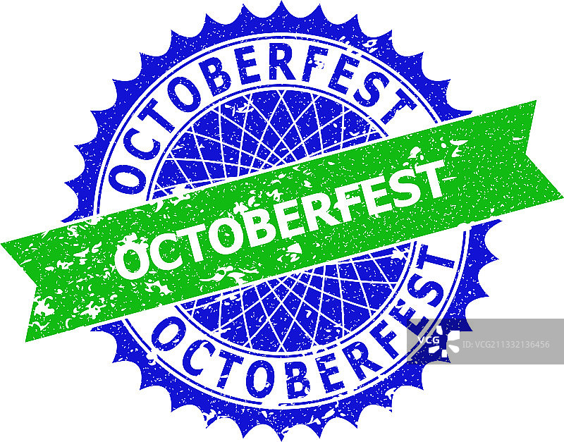 慕尼黑啤酒节双色花结复古印章图片素材