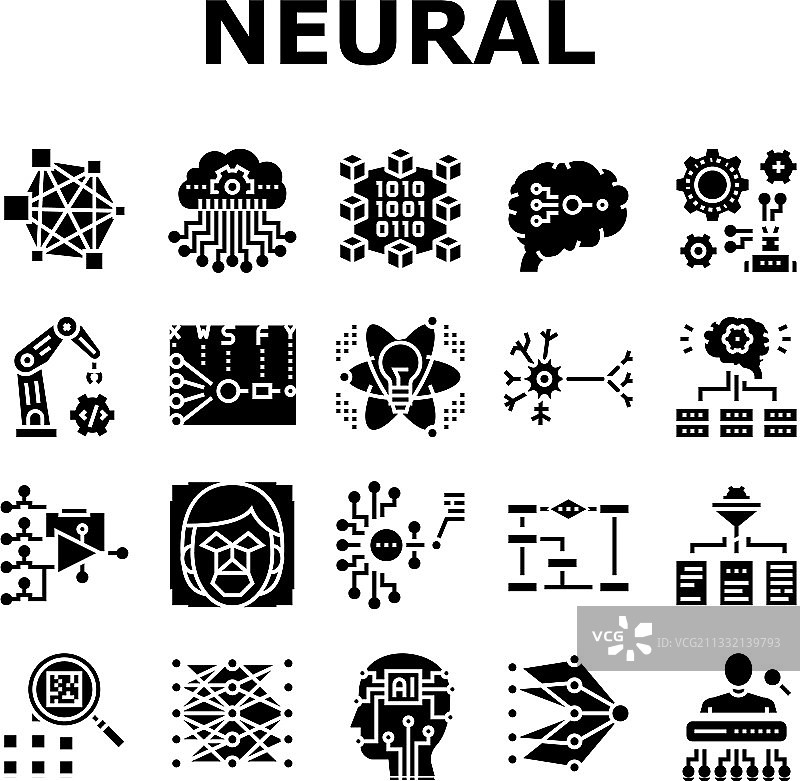 神经网络和AI图标合集图片素材