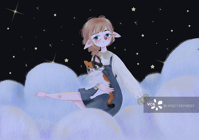 少女与猫图片素材