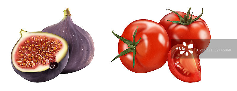 写实风手绘水果蔬菜图片素材