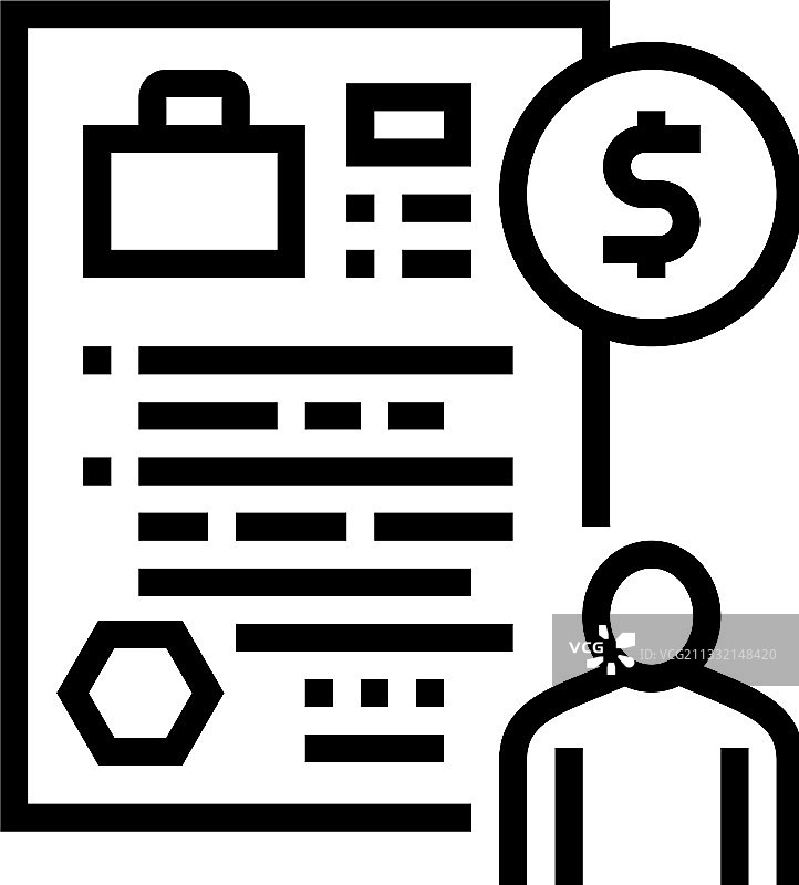 失业救济金线性图标图片素材