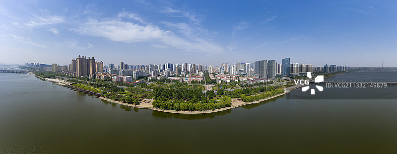 航拍山东临沂市兰山区风景图片素材