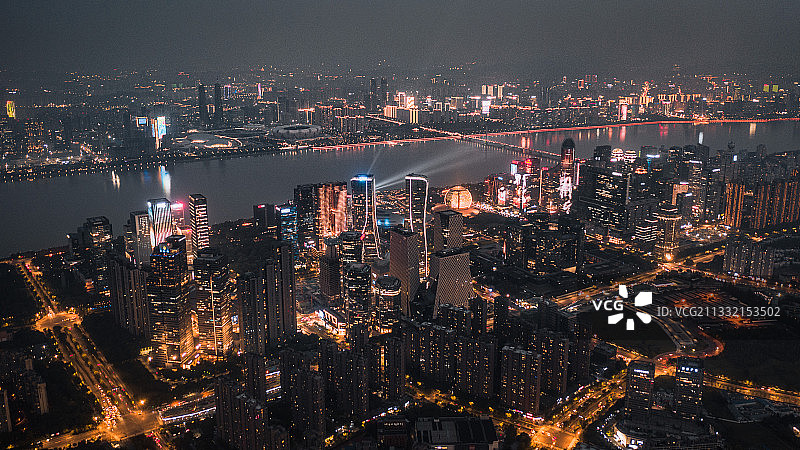 杭州钱江新城城市夜景风光图片素材
