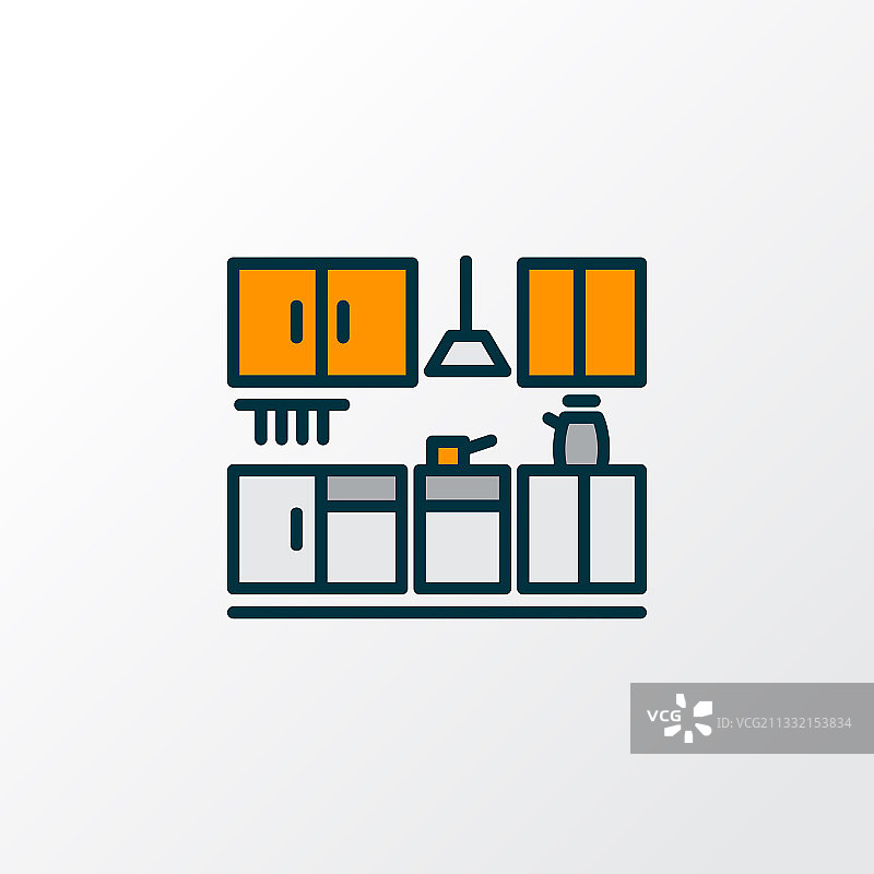 厨房套装彩色线条图标高级符号图片素材