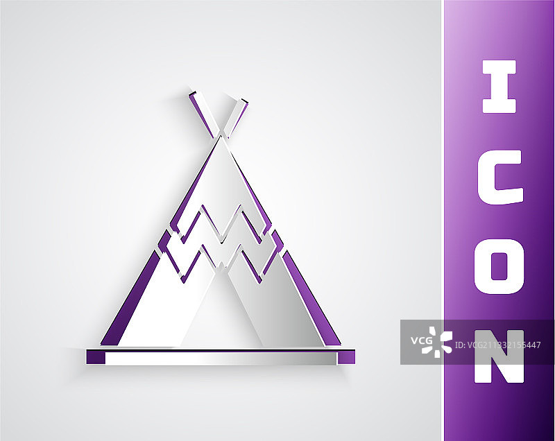 印第安圆锥形帐篷剪纸图标图片素材