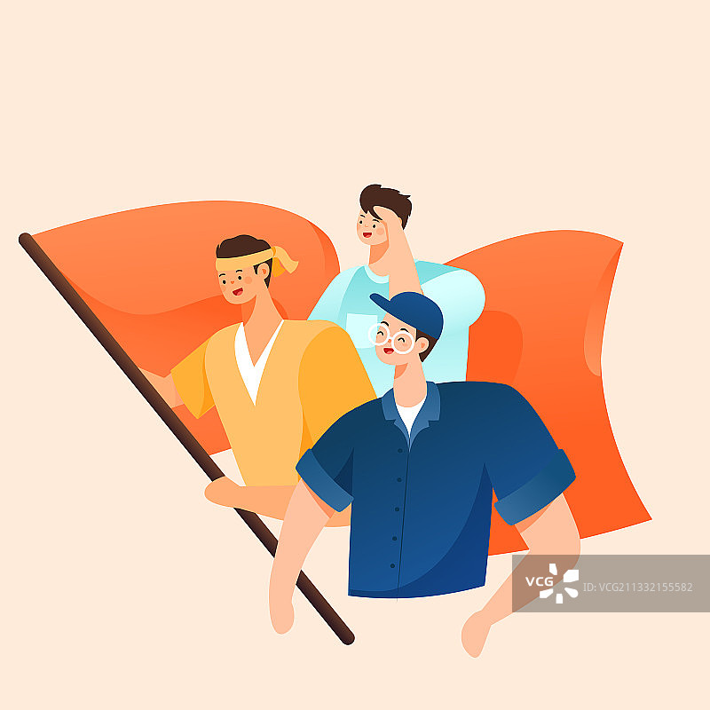 卡通建党节建军节一百周年庆华诞节日国庆节建筑中国风矢量插画图片素材