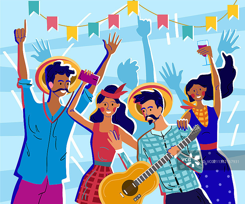 男女角色庆祝节日图片素材