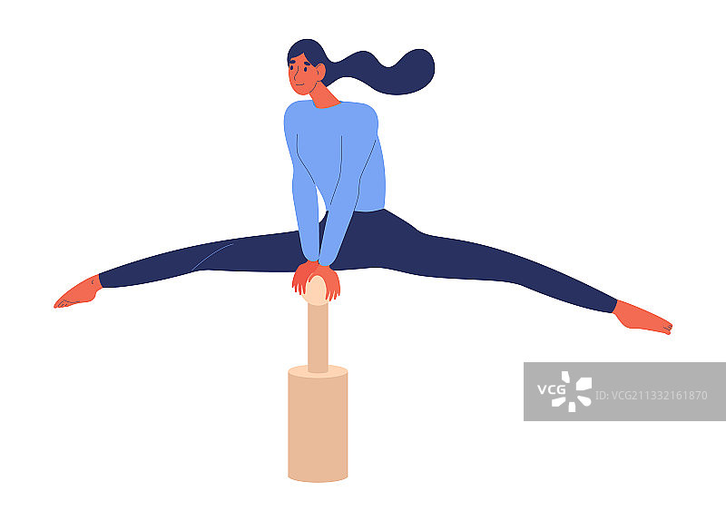 女人用木杆进行瑜伽训练图片素材