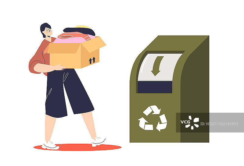 女人捐赠回收旧衣服图片素材