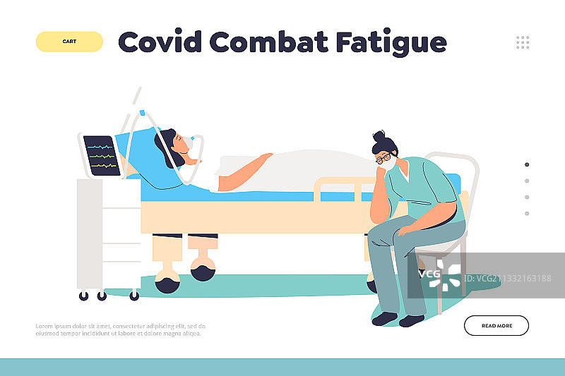 新冠病毒引起的疲劳概念登录页图片素材