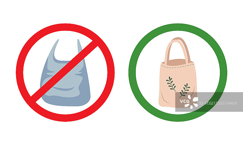 禁止使用塑料袋图标和可重复使用的图标图片素材