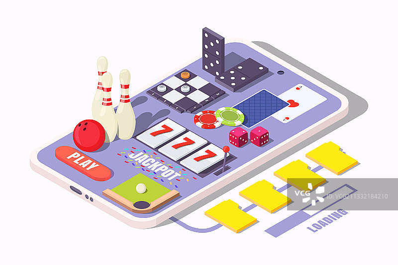 屏幕上有手机游戏的2.5D智能手机图片素材