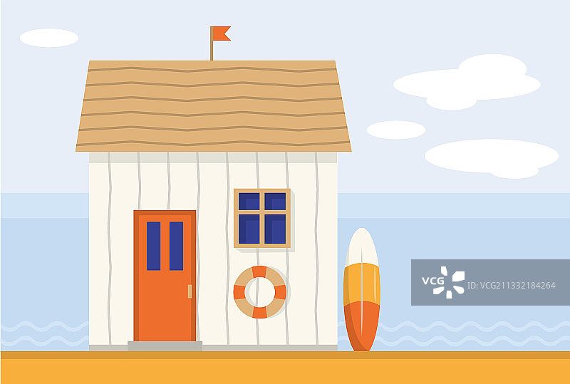 海边的木制沙滩小屋图片素材
