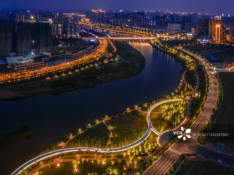 衡阳蒸湘区夜景图片素材