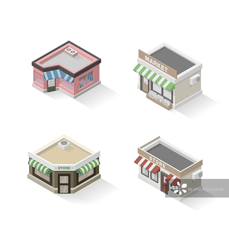 2.5D商店、店铺、餐厅和市场图片素材