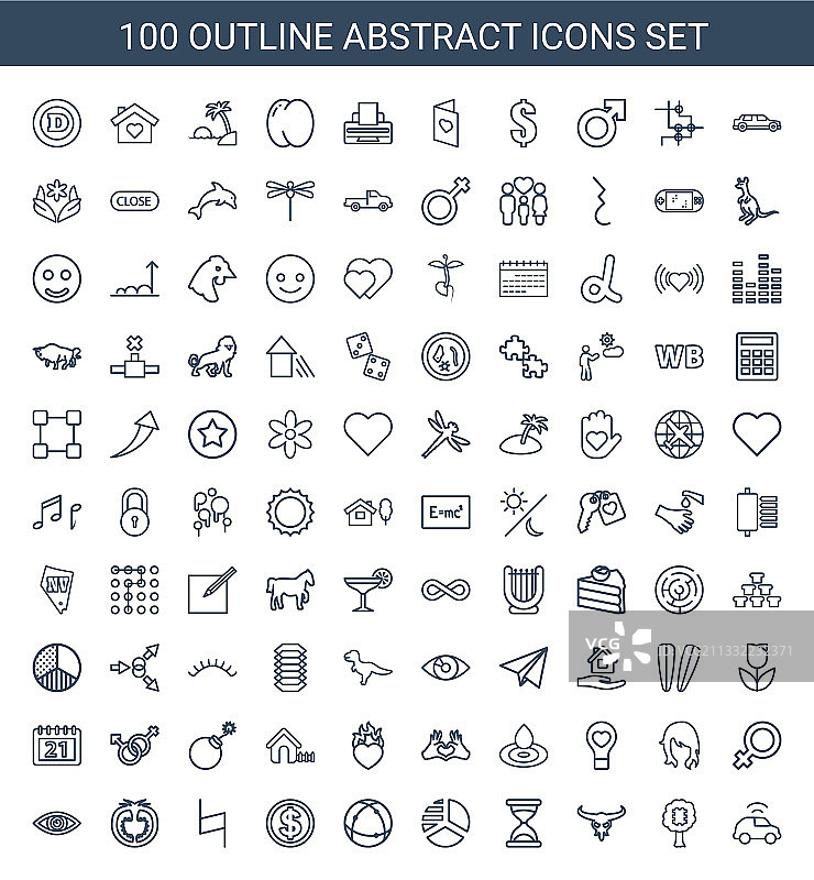 100个抽象图标图片素材