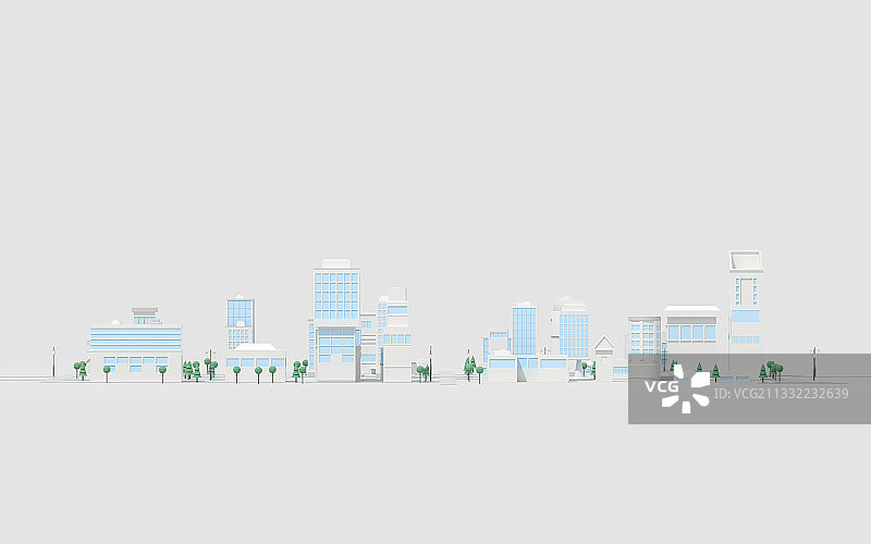 白色背景下的城市模型 3D渲染图片素材