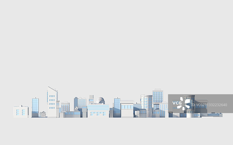 白色背景下的城市模型 3D渲染图片素材