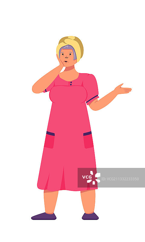 穿着粉色长袍、戴着头巾的祖母图片素材