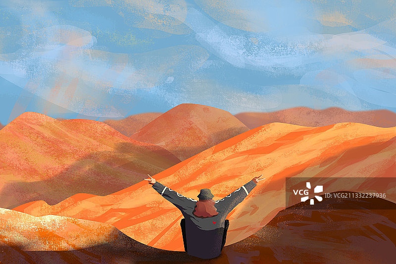 丹霞地貌插画图片素材