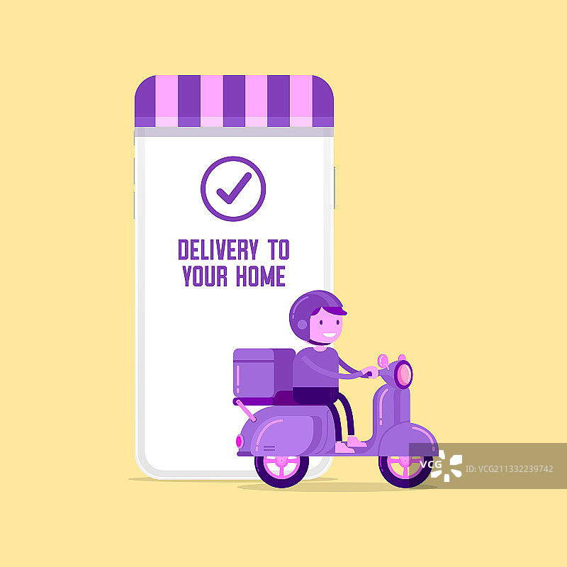 配送员骑着电动车打电话图片素材