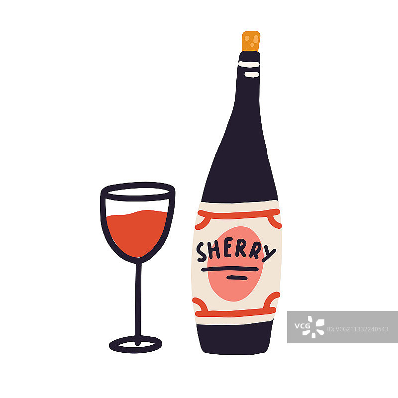 瓶塞瓶装酒精和红酒杯图片素材