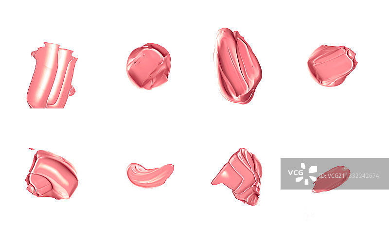 白色背景上分离的珊瑚美容化妆品纹理，涂抹图片素材