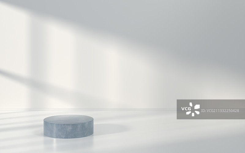 白色房间内的大理石置物台 3D渲染图片素材