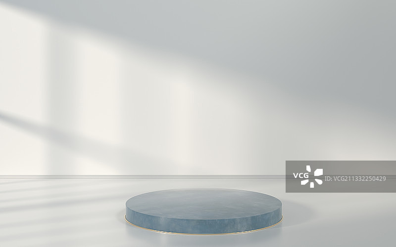 白色房间内的大理石置物台 3D渲染图片素材