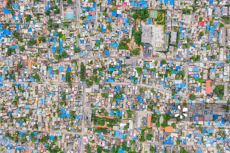 河南开封古城老城区胡同平房户外航拍正上方视角图片素材