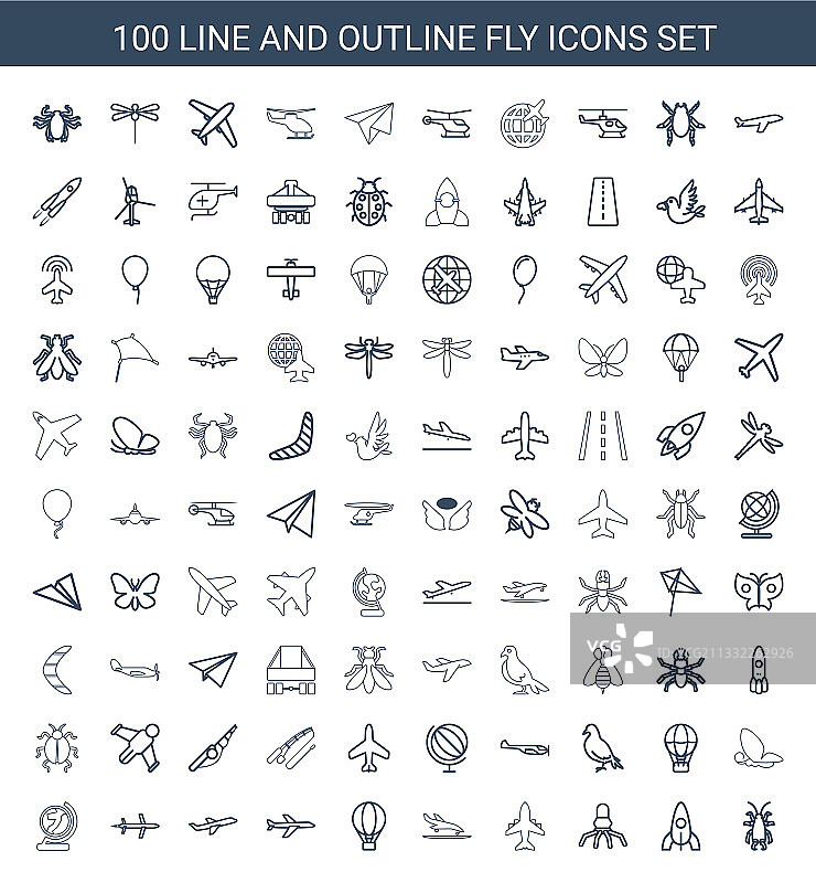 100个飞行图标图片素材